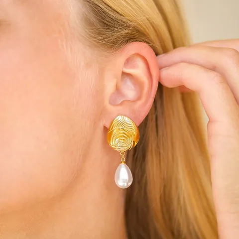 vanntette øredobber i forgylt stål - OCEANA