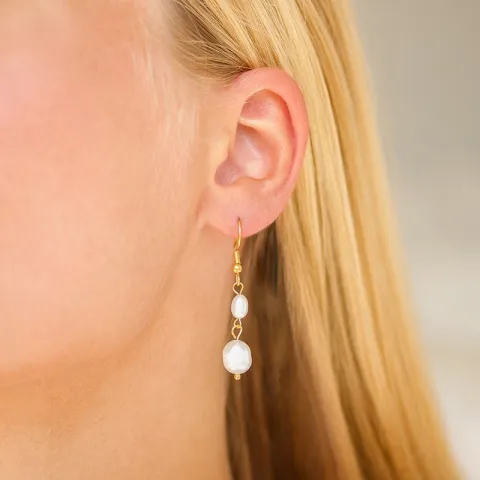 vanntette perle øredobber i forgylt stål - OCEANA