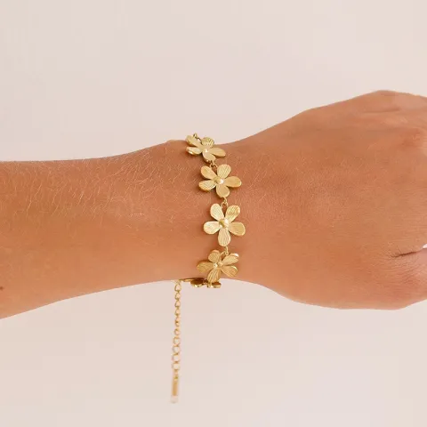 vanntett blomst armbånd i forgylt stål - OCEANA