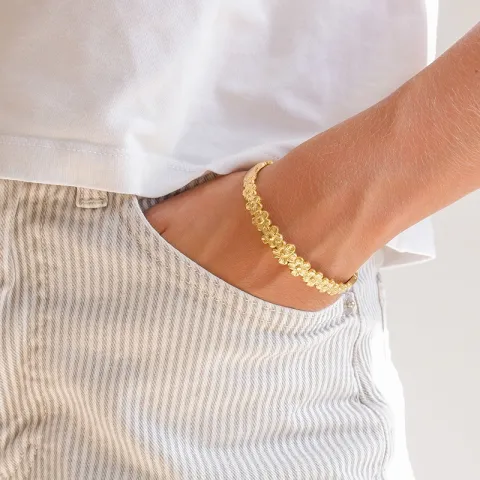 vanntett blomst armring i forgylt stål - OCEANA