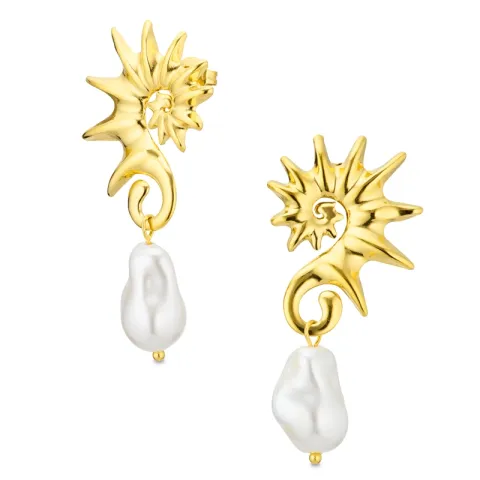 vanntette perle øredobber i forgylt stål - OCEANA