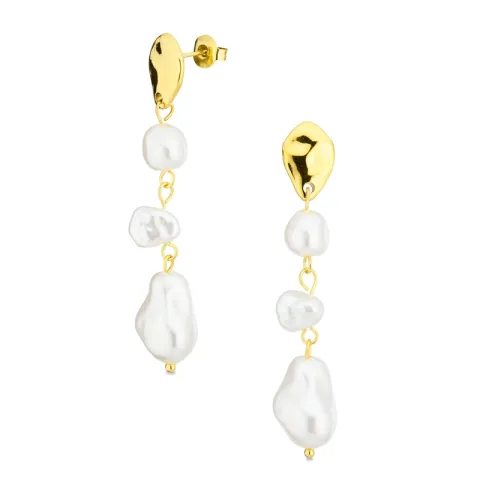 vanntette perle øredobber i forgylt stål - OCEANA