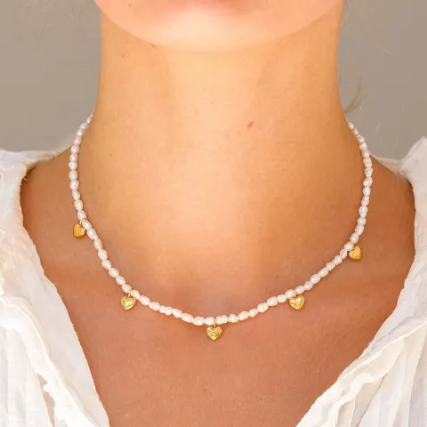 vanntett hjerte halskjede i forgylt stål - OCEANA