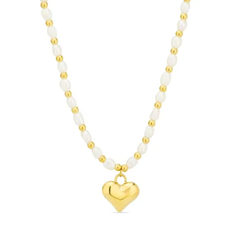 vanntett hjerte halskjede i forgylt stål - OCEANA