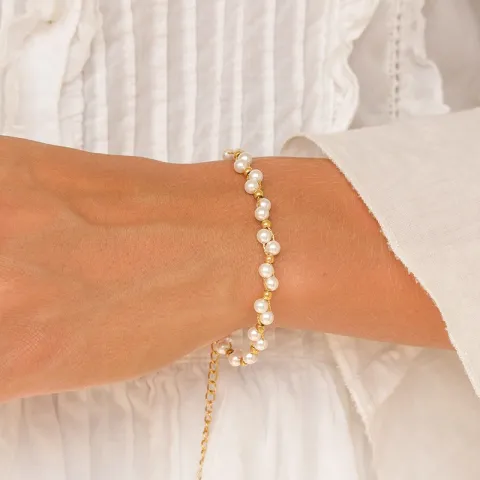 vanntett perle armbånd i forgylt stål - OCEANA