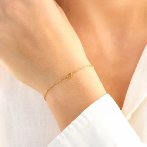 vanntett hjerte armbånd i forgylt stål - OCEANA