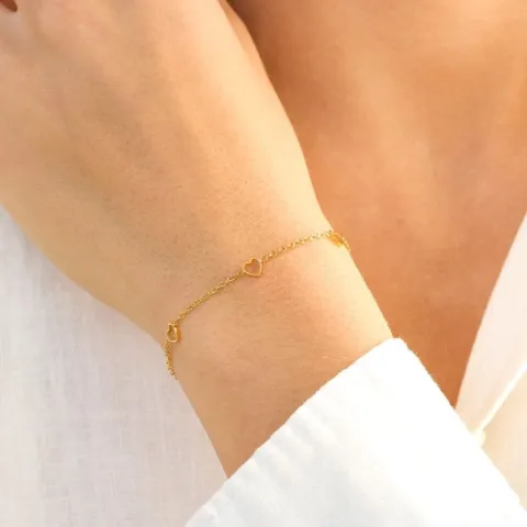 vanntett hjerte armbånd i forgylt stål - OCEANA