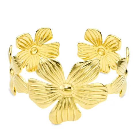 vanntett blomst armbånd i forgylt stål - OCEANA