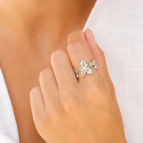 vanntett blomst ring i stål - OCEANA