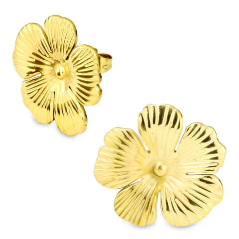 vanntette blomst øredobber i forgylt stål - OCEANA