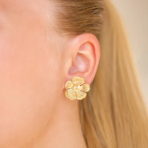 vanntette blomst øredobber i forgylt stål - OCEANA