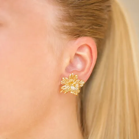 vanntette blomst øredobber i forgylt stål - OCEANA