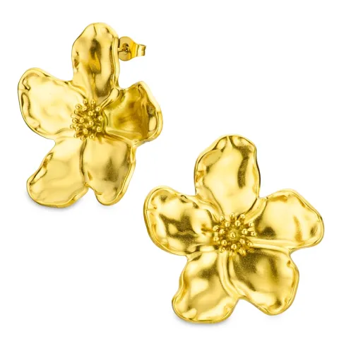 vanntette blomst øredobber i forgylt stål - OCEANA