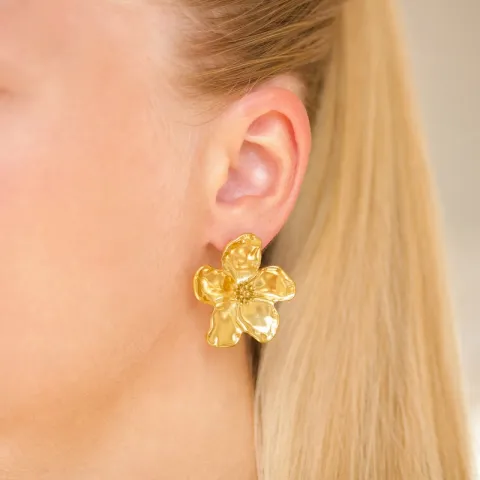 vanntette blomst øredobber i forgylt stål - OCEANA
