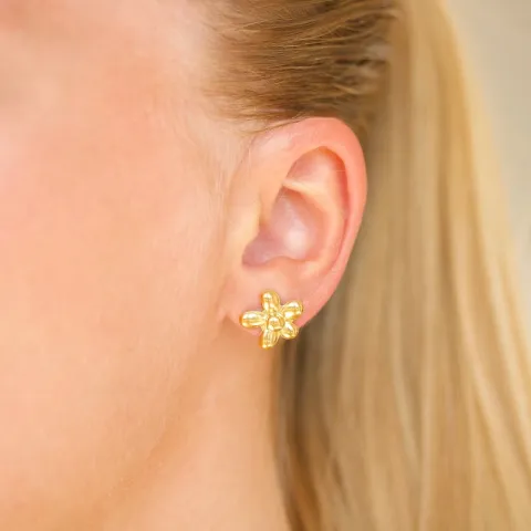 vanntette blomst øredobber i forgylt stål - OCEANA