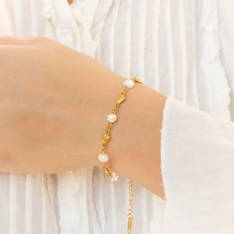 vanntett hjerte armbånd i forgylt stål - OCEANA