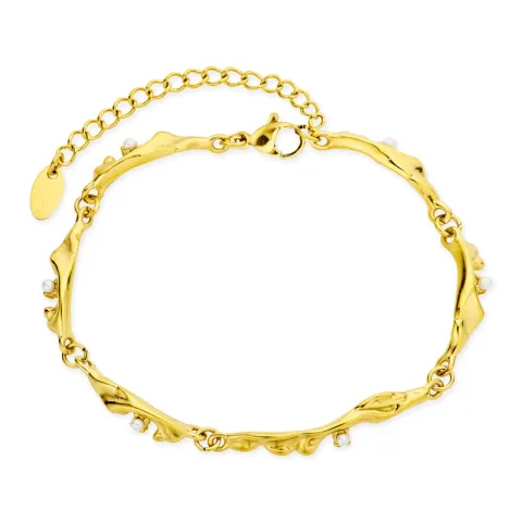 vanntett perle armbånd i forgylt stål - OCEANA