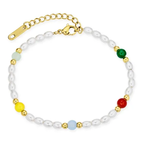 vanntett multifarget perle armbånd i forgylt stål - OCEANA