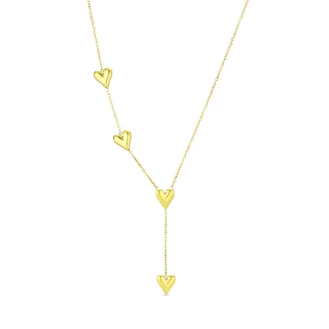 vanntett hjerte halskjede i forgylt stål - OCEANA