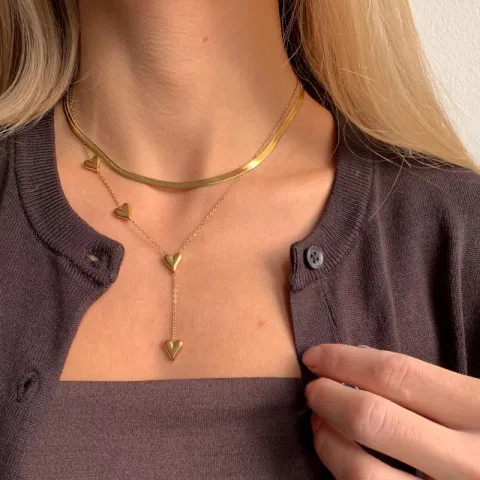 vanntett hjerte halskjede i forgylt stål - OCEANA