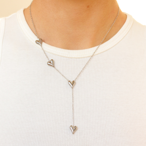 vanntett hjerte halskjede i stål - OCEANA