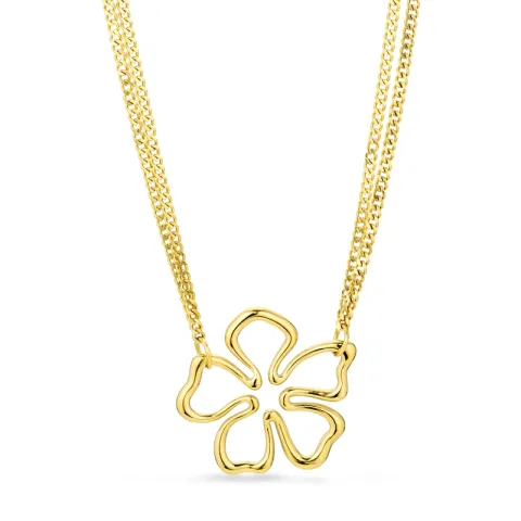 vanntett blomst halskjede i forgylt stål - OCEANA