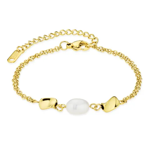 vanntett perle armbånd i forgylt stål - OCEANA