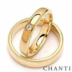 ovale gifteringer i 14 karat gull 0,05 ct - par