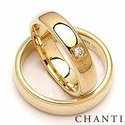 gifteringer i 14 karat gull 0,05 ct - par