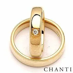 gifteringer i 14 karat gull 0,05 ct - par