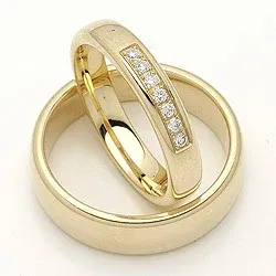 Gifteringer i 14 karat gull 0,116 ct