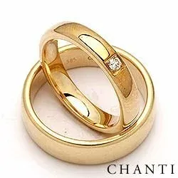 Gifteringer i 14 karat gull 0,05 ct - par