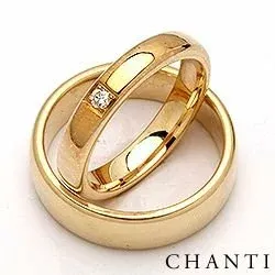Gifteringer i 14 karat gull 0,05 ct - par