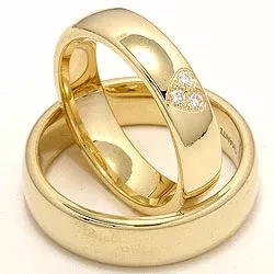 hjerte gifteringer i 9 karat gull 0,075 ct - par