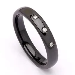 Giftering i svart stål 0,024 ct
