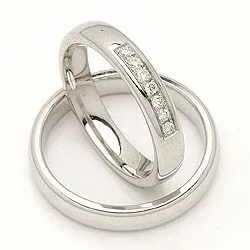 Gifteringer i 14 karat hvitt gull 0,116 ct