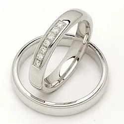 Gifteringer i 14 karat hvitt gull 0,116 ct