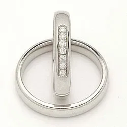 Gifteringer i 14 karat hvitt gull 0,116 ct