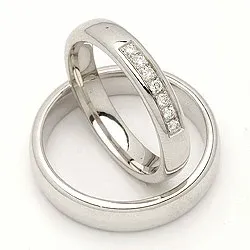 Gifteringer i 14 karat hvitt gull 0,116 ct