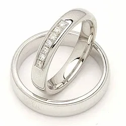 Gifteringer i 14 karat hvitt gull 0,116 ct