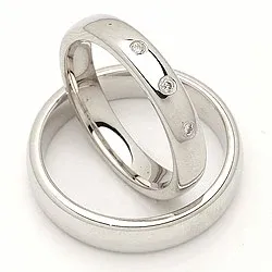 Gifteringer i 14 karat hvitt gull 0,045 ct