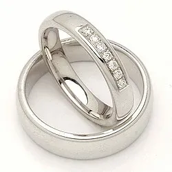 Gifteringer i 14 karat hvitt gull 0,116 ct