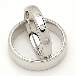 Gifteringer i 14 karat hvitt gull 0,045 ct