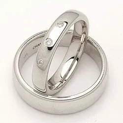 Gifteringer i 14 karat hvitt gull 0,045 ct