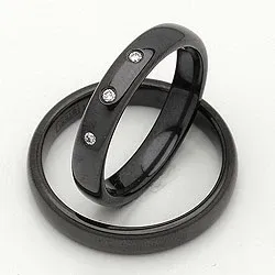 Gifteringer i svart stål 0,024 ct