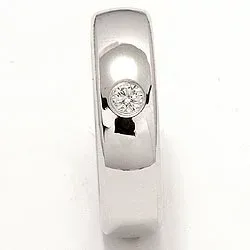 oval giftering i 14 karat hvitt gull 0,10 ct