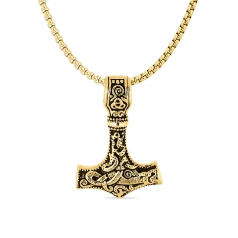 vanntett tors hammer halskjede i forgylt stål - OCEANA