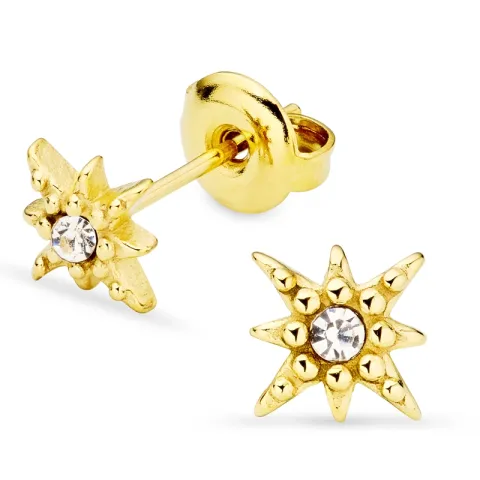 vanntette stjerne hvit zirkon øredobber i forgylt stål - OCEANA