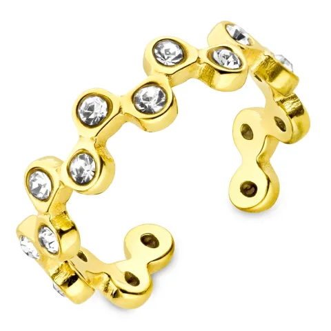 vanntett zirkon justerbar ring i forgylt stål - OCEANA