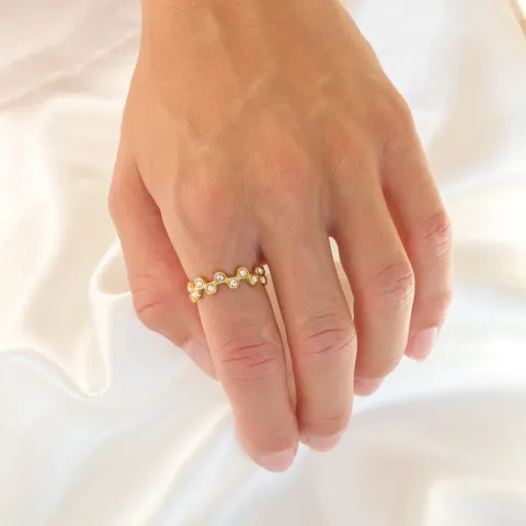 vanntett zirkon justerbar ring i forgylt stål - OCEANA